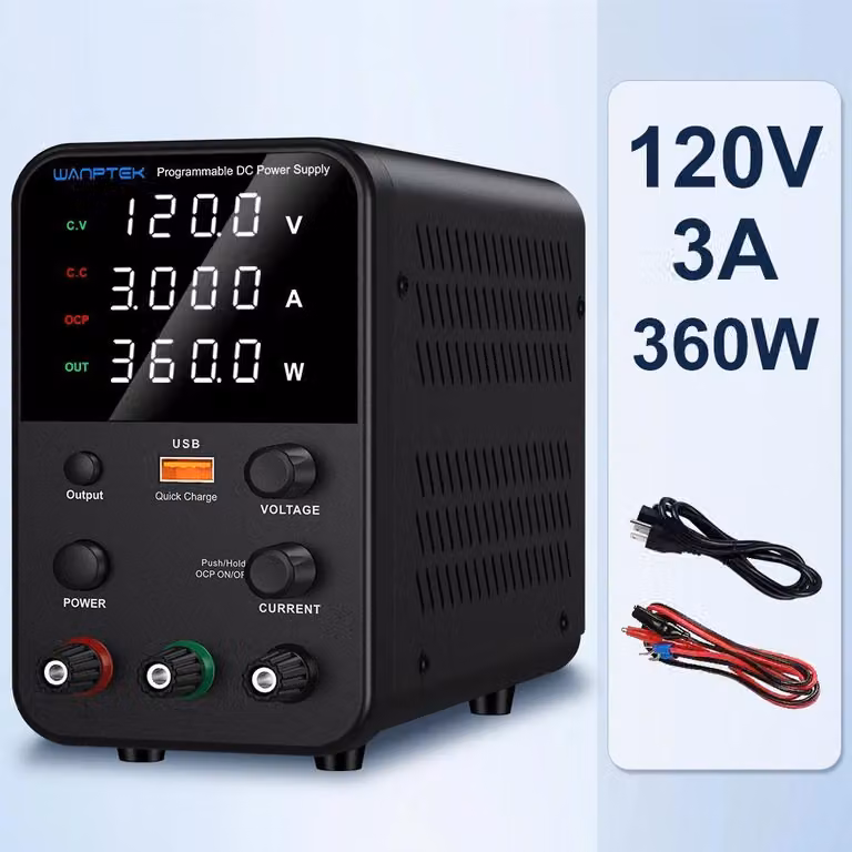 Alimentatore DC da laboratorio - WPS1203H 120V 3A - Tensione e corrente regolabili - Programmabile - Alimentatore switching per laboratorio - Ricarica rapida USB