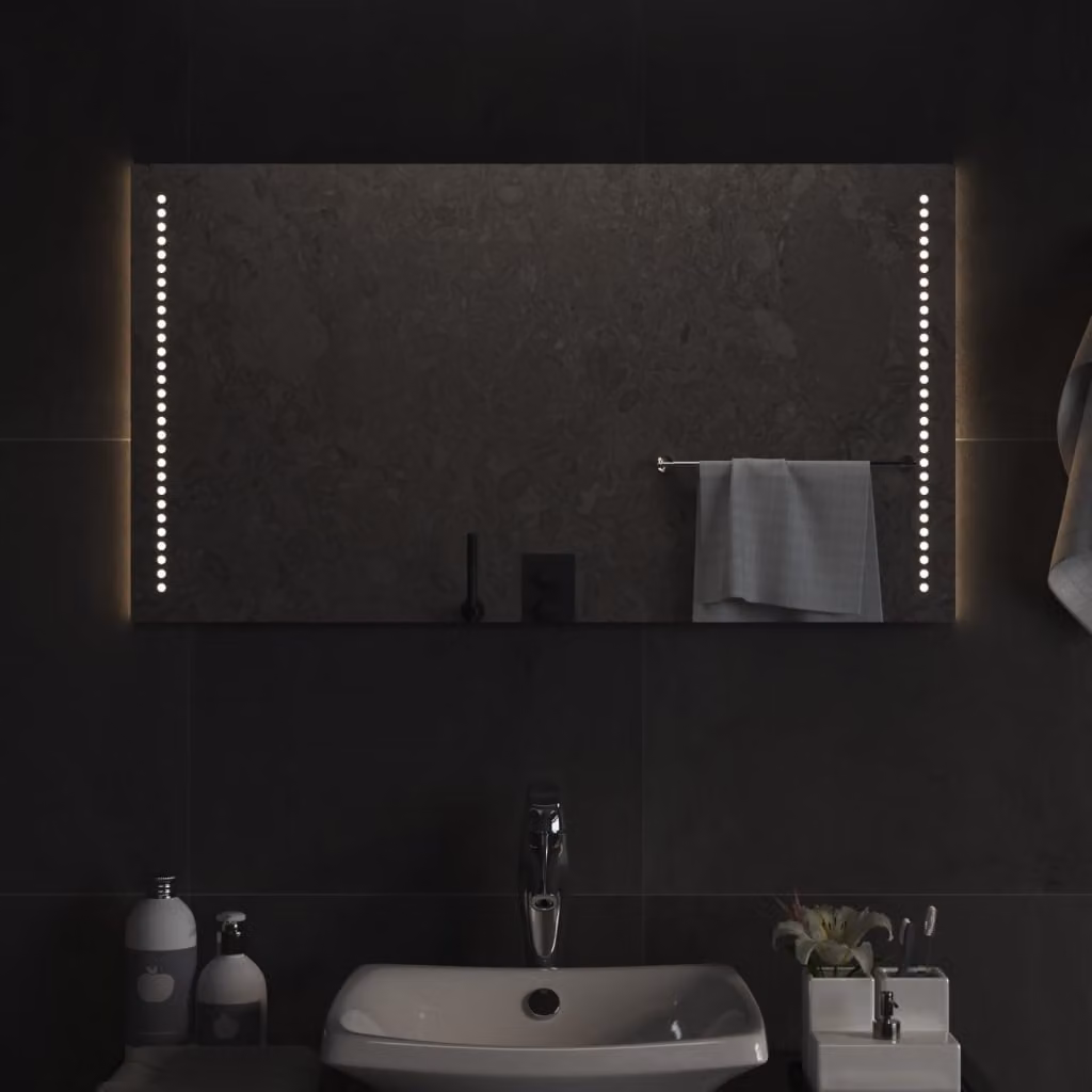 vidaXL Specchio da Bagno con Luci LED, Design Moderno, L 90 cm x H 50 cm