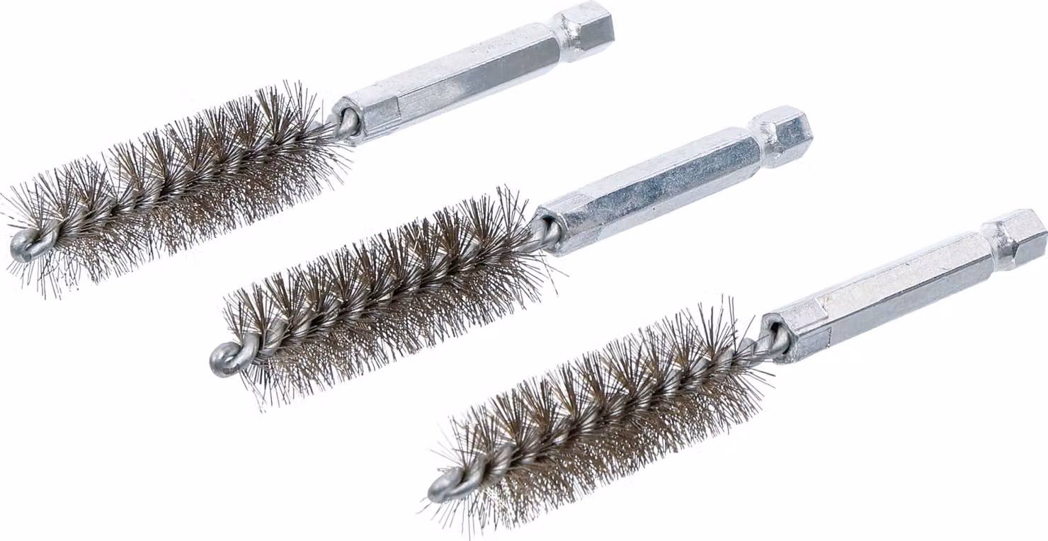 BGS spazzola in acciaio 15 mm esagono esterno 6,3 mm (1/4") 3 pezzi - 3078-15-S