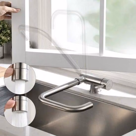 Miscelatore da cucina Famanu - Rotazione a 360°, inclinazione a 180° - Acciaio inossidabile
