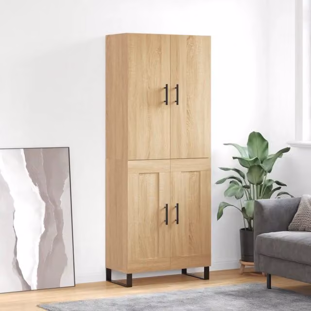 Credenza-Buffet-Armadio da cucina Rovere Sonoma 69,5x34x180 cm in Legno Multistrato 344329