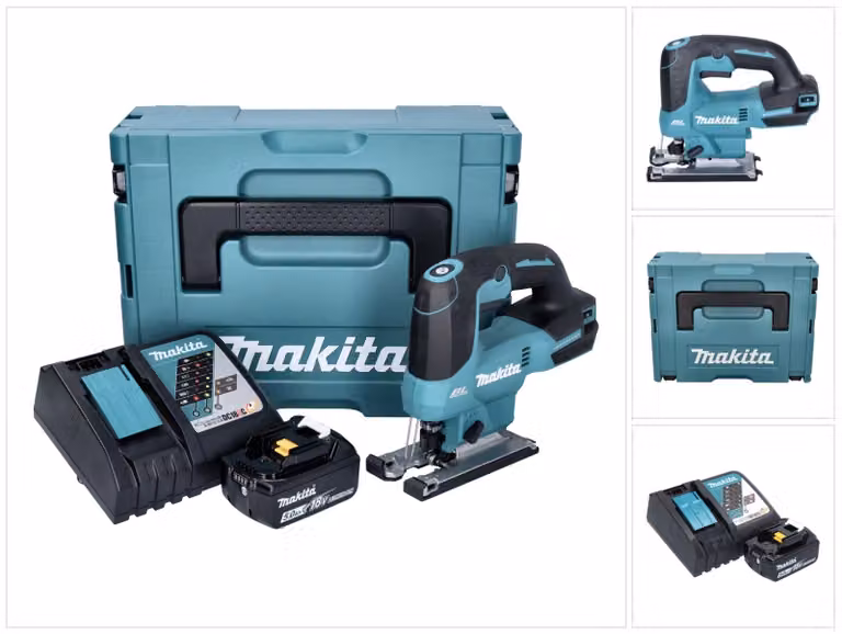 Seghetto alternativo a batteria Makita DJV 184 RT1J 18 V brushless + 1x batteria ricaricabile 5,0 Ah + caricabatterie + Makpac