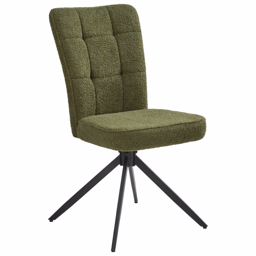 Set di 2 sedie da pranzo girevoli BELIANI in tessuto bouclé verde con base in metallo nero – 2