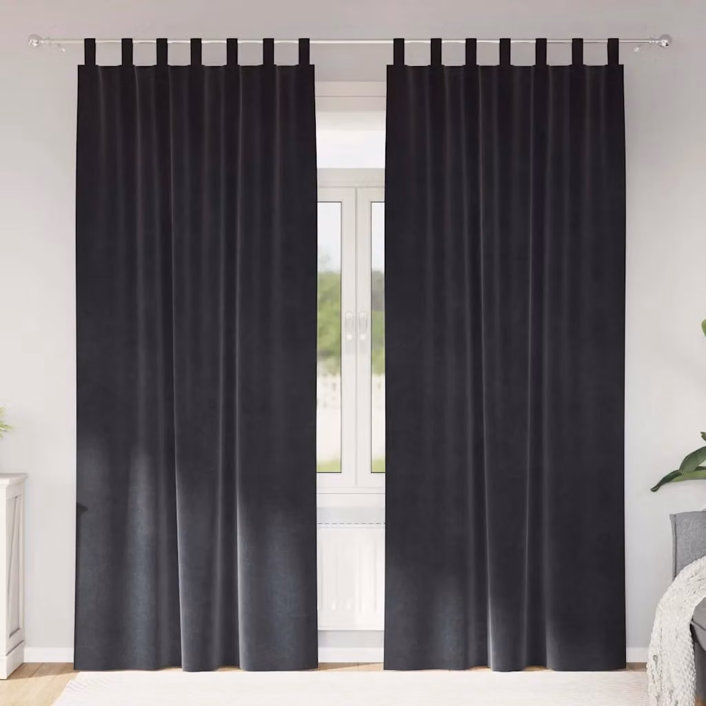 Set di 2 tende oscuranti vidaXL in velluto antracite, L: 140 cm, H: 245 cm