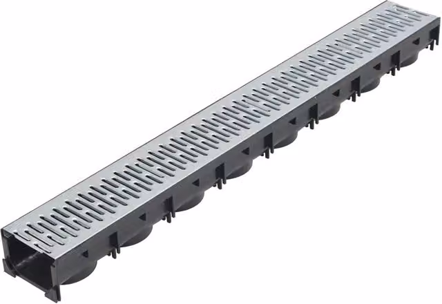Set di 6 canalette di drenaggio in acciaio zincato CFW3910241, lunghezza totale 6 m