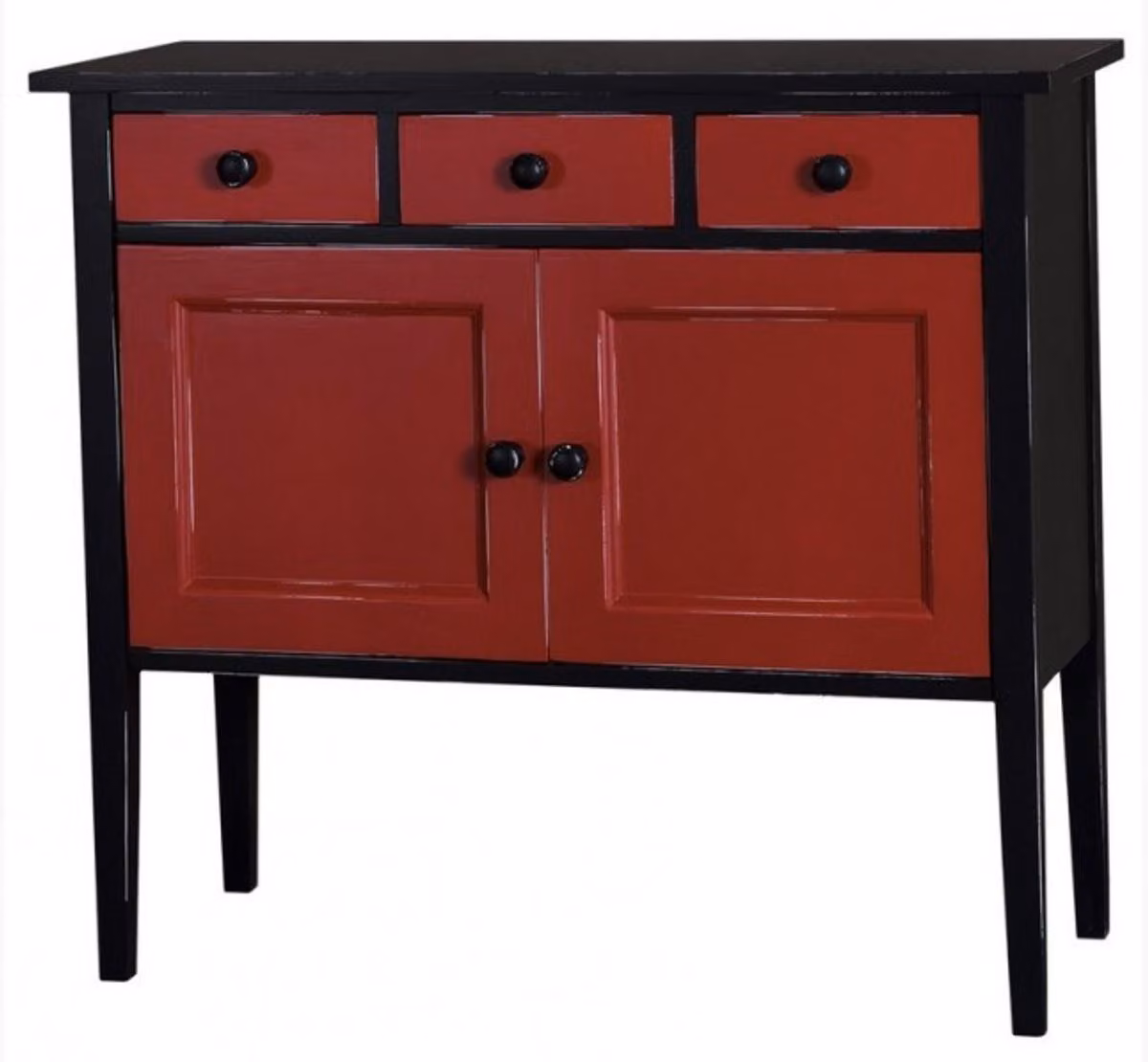 Comò Casa Padrino in stile Jugendstil, 100 cm, nero/rosso - Credenza in legno massello in stile rustico