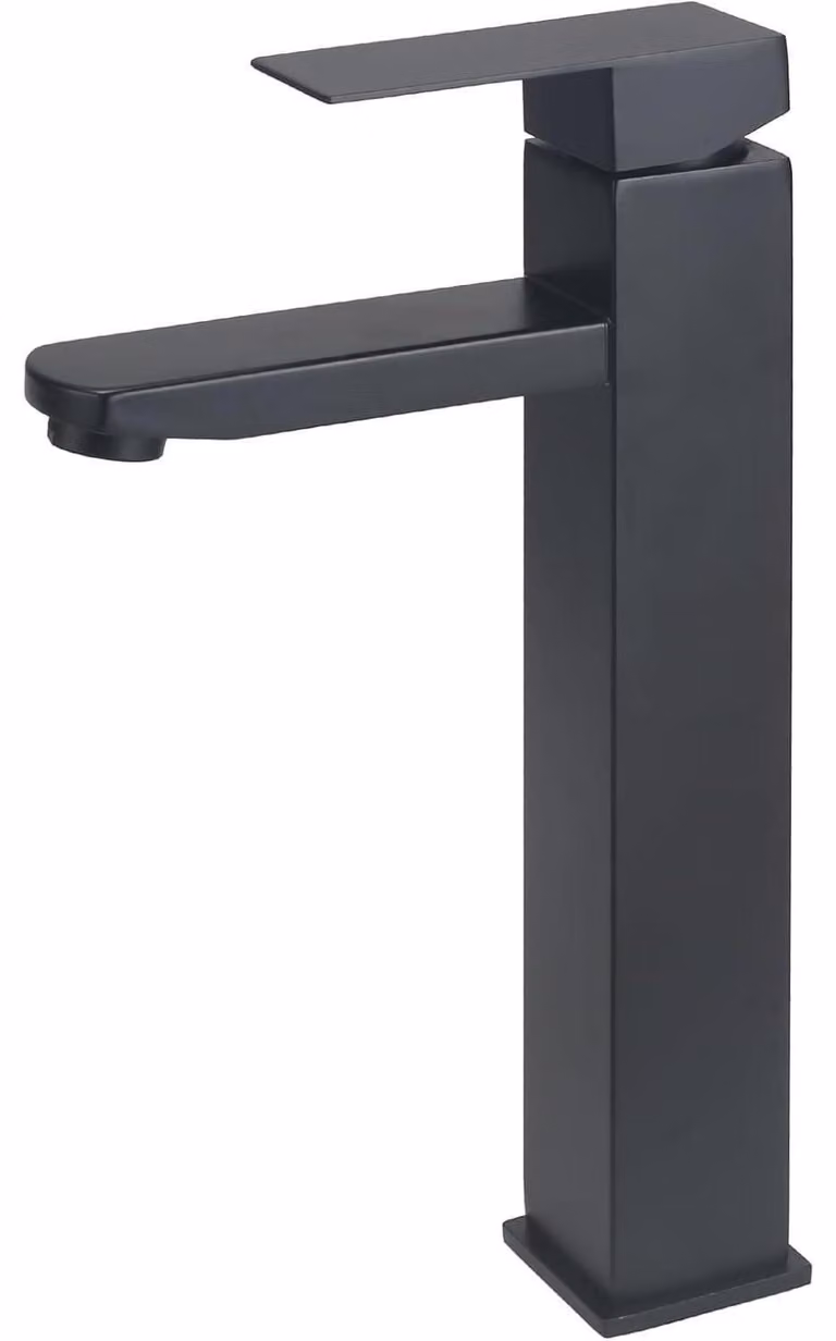 Miscelatore per lavabo, acciaio inossidabile nero, altezza del beccuccio: 21,5 cm