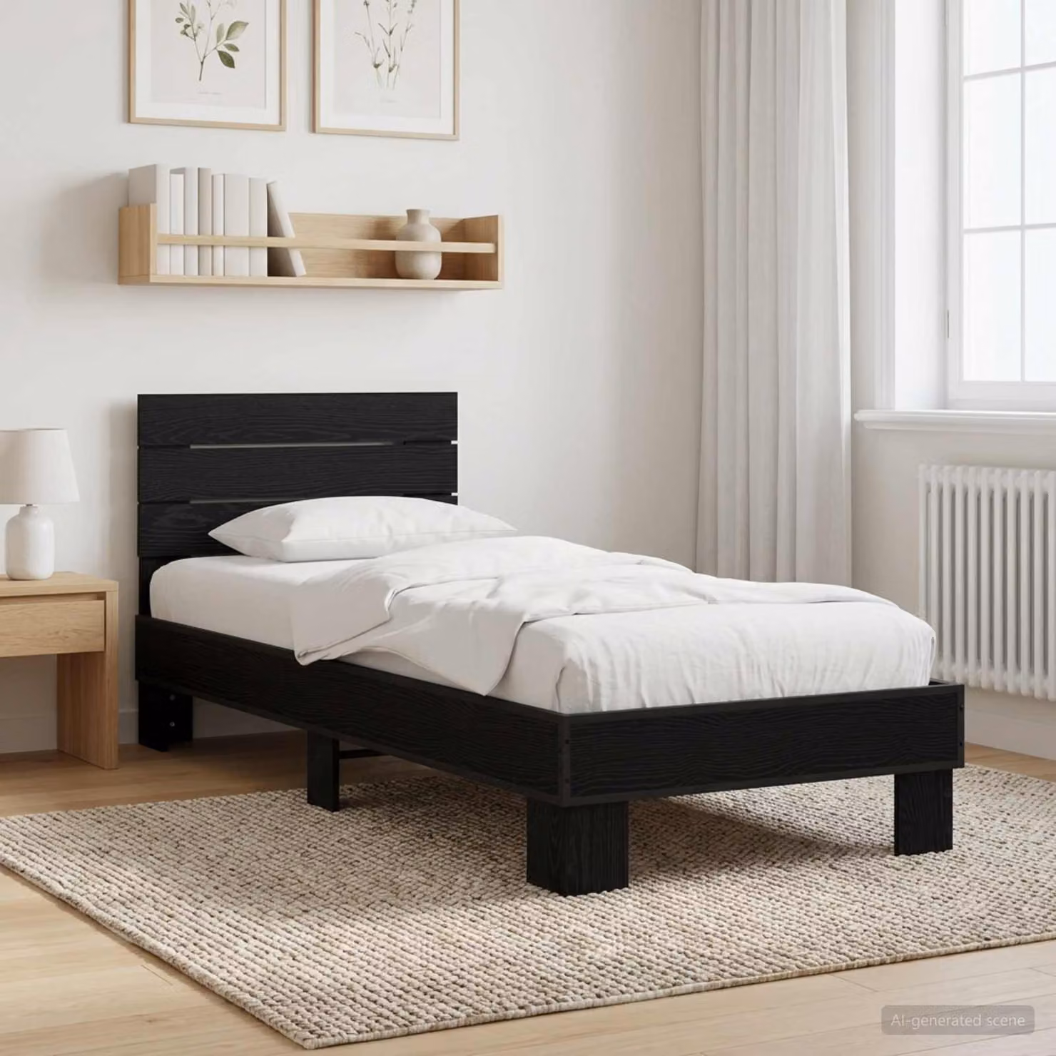 Struttura letto con testata vidaXL in legno nero, L 80 x P 200 cm