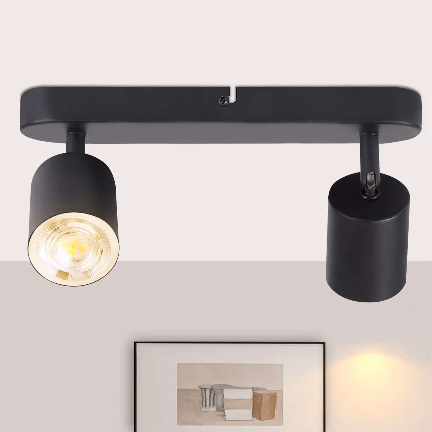 ZMH Faretti da soffitto a LED neri a 2 luci, lampada da soffitto GU10 in metallo, faretti orientabili a 330°, lampada da soffitto per soggiorno, camera da letto e corridoio