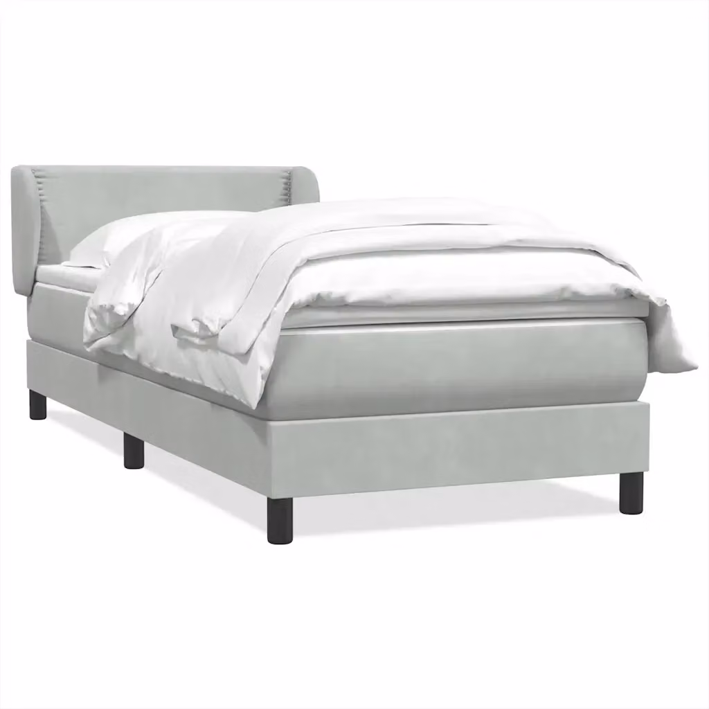 Letto con Giroletto a Molle e Materasso Ibrido vidaXL in Velluto Grigio Chiaro L 80 cm x P 223 cm x H 30 cm – 2