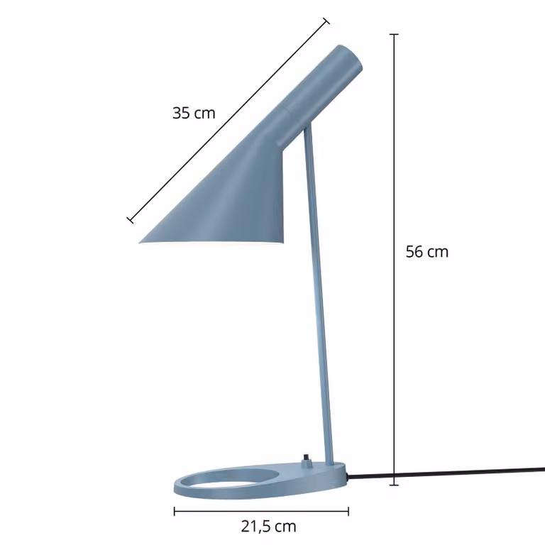 Louis Poulsen Lampada da tavolo di design AJ Mini, Blu, Soggiorno / Sala da pranzo, Metallo, Design, Lampada da tavolo
