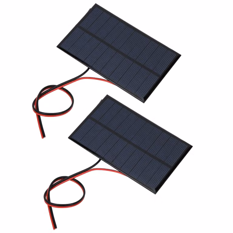2 caricabatterie con mini pannello solare, DC 5V 250mA, con cavo lungo 30 cm.