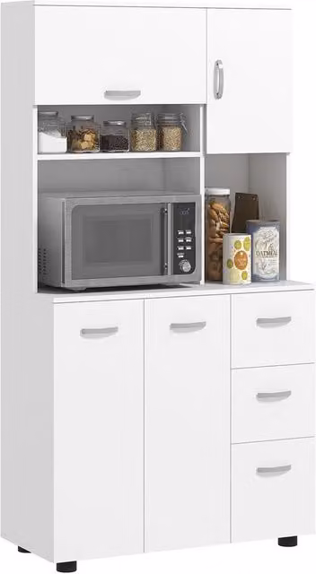 Cassettiera da cucina - Bianca - 4 porte - 3 ante - Grande ante