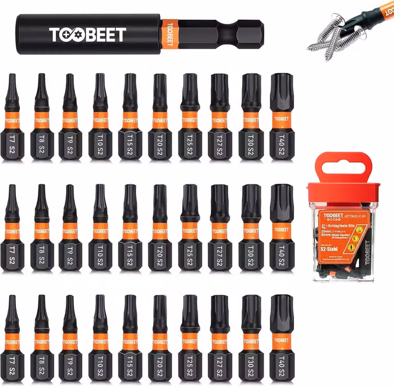 Set di cacciaviti a Esagono Torx magnetici, 31 pezzi, con prolunga da 25 mm e 60 mm, per montaggio