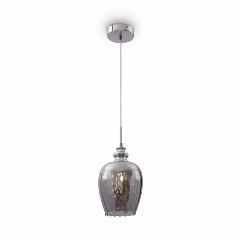 Lampadario A Sospensione Moderno Blues Metallo Argento Vetro 1 Luce E14