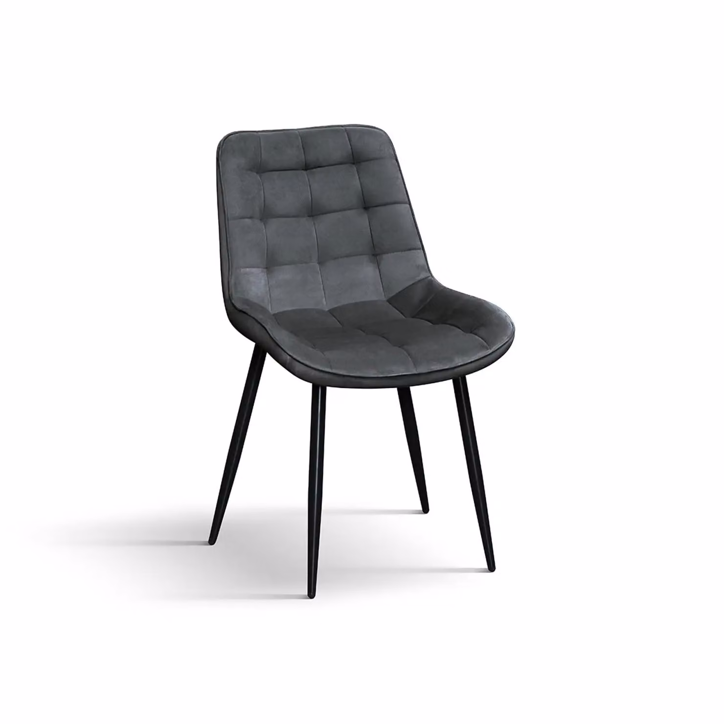 Set di 4 sedie BARCELLONA rivestite in velluto grigio e gambe in metallo nero