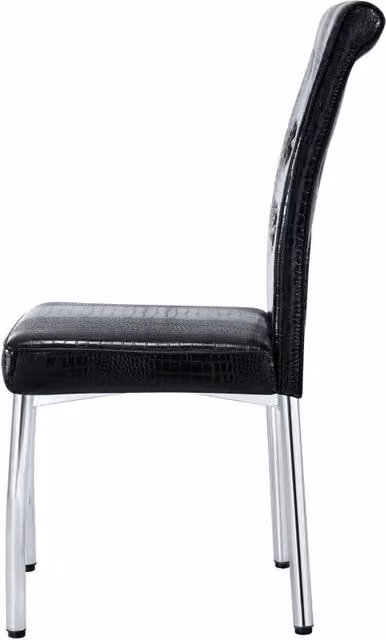 Set di 2 sedie da pranzo imbottite in similpelle effetto coccodrillo con fibbia di cristallo e gambe in metallo galvanizzato