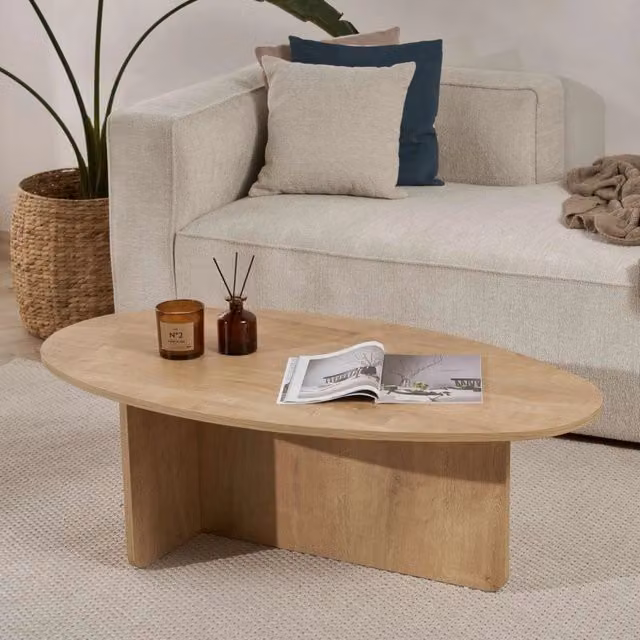 Parona, Tavolino da Salotto Ovale DMORA, Marrone Rovere, L: 105 cm, P: 65 cm, H: 40 cm – 1