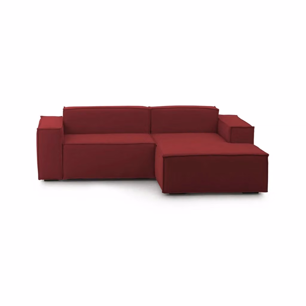 Divano componibile Ameli TALAMO ITALIA con penisola destra, Sofà moderno a 2 posti in tessuto rosso con funzione letto e coperture rimovibili, L/P/H: 240 x 170 x 70 cm – 2