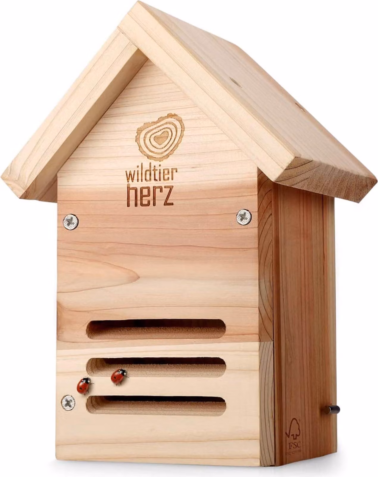 Wildtier Herz Casetta per coccinelle, resistente alle intemperie e non trattata, in legno massello - in ottimo stato