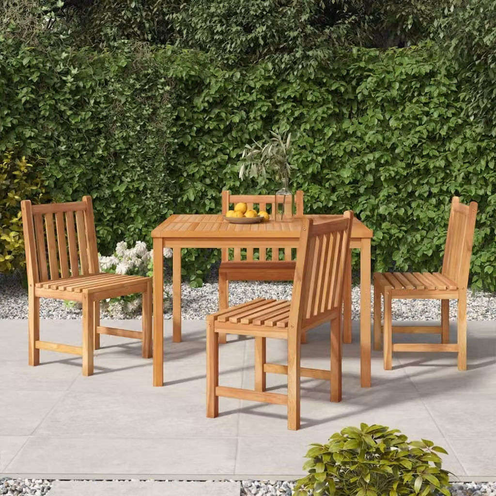 The Living Store 5 pezzi. Set da pranzo da giardino in legno massiccio teak