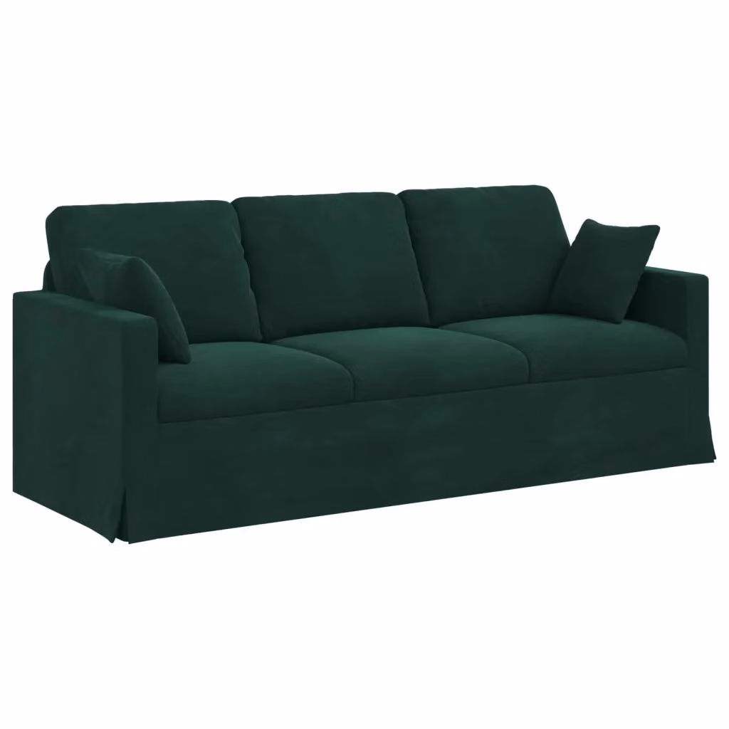 vidaXL Divano Moderno in Velluto Verde con Cuscini e Rivestimenti Rimovibili L: 198 cm, P: 78 cm, H: 80 cm – 2