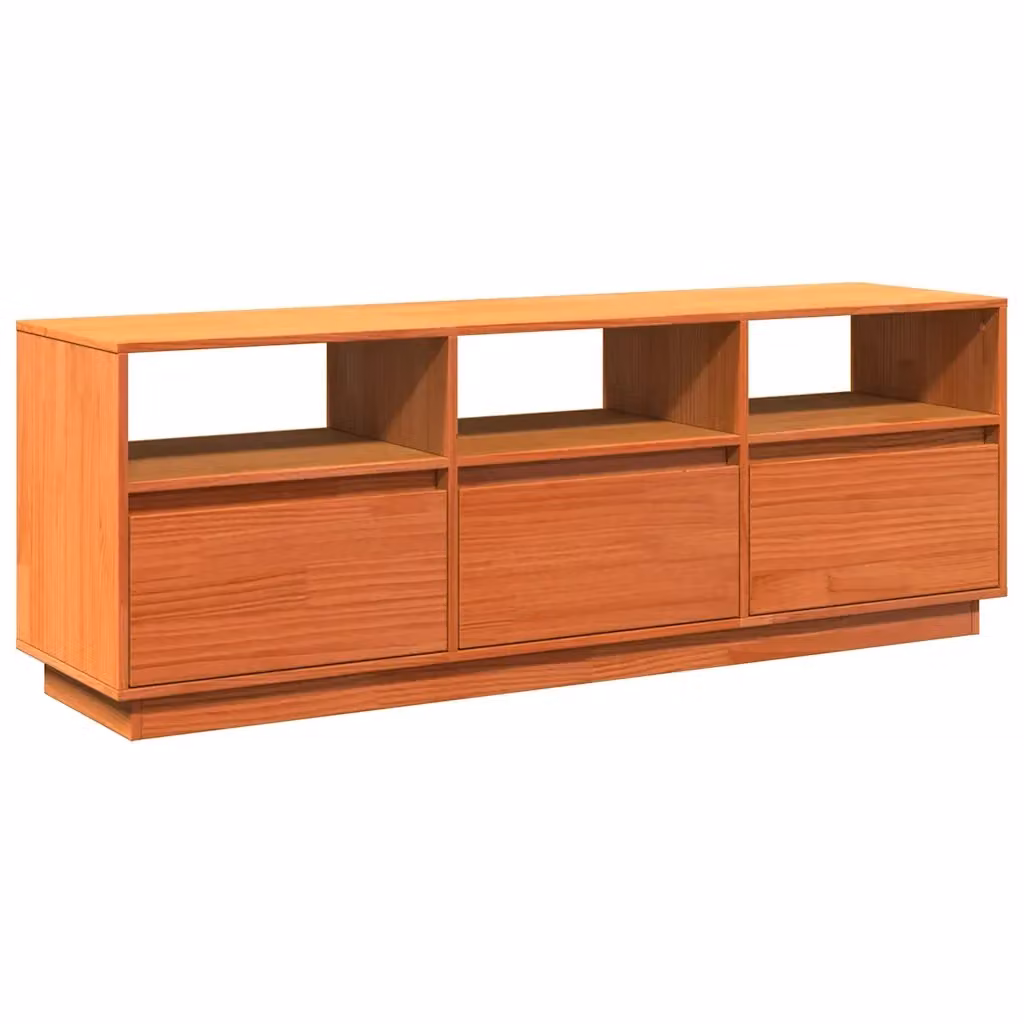 Mobile TV vidaXL in legno massello di pino color marrone cera stile rustico L: 140 cm, P: 37 cm, H: 50 cm – 2