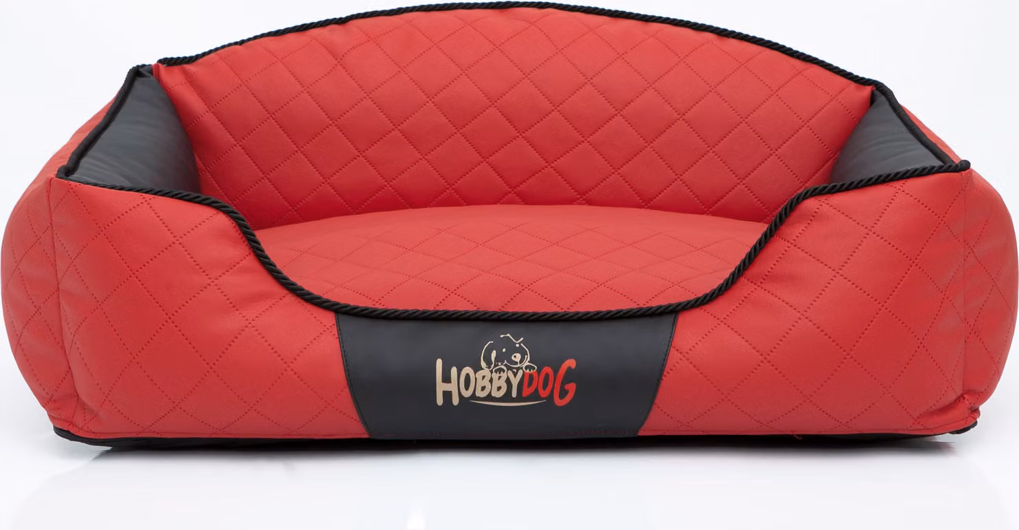 Cuscino per cani, cuccia per cani, lettino per cani, divanetto per cani, lavabile - Elite - 84 x 65 x 28 cm [Taglia: XL] - Rosso con nero