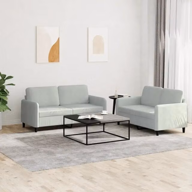 Set di 2 divani moderni vidaXL in velluto grigio con cuscini inclusi