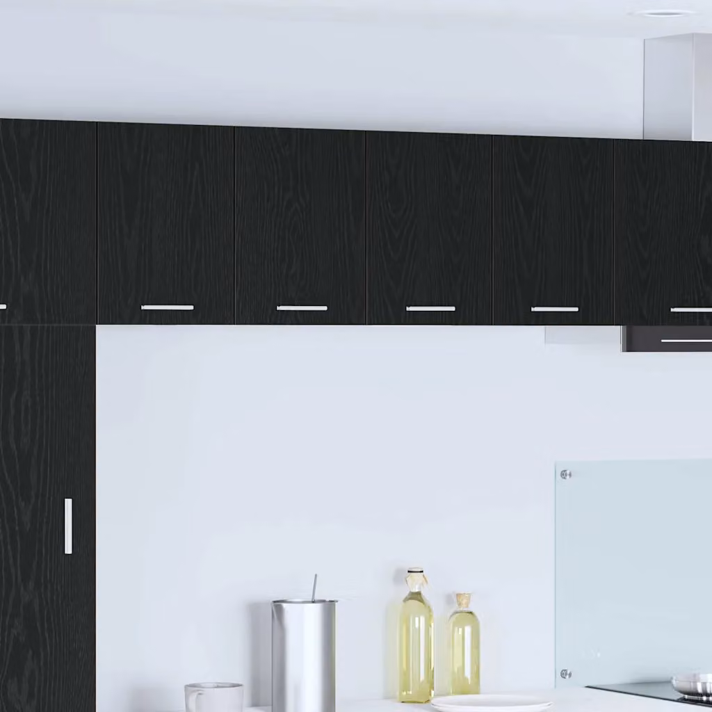 vidaXL Armadio pensile da cucina moderno in MDF con ante a battente, Nero e Bianco, L 60 x P 31 x H 40 cm