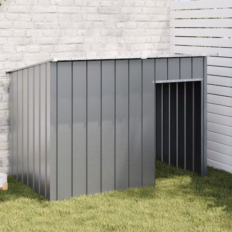 Casetta per cani vidaXL in acciaio zincato con tetto antracite, L 153 cm x P 91 cm x H 110 cm