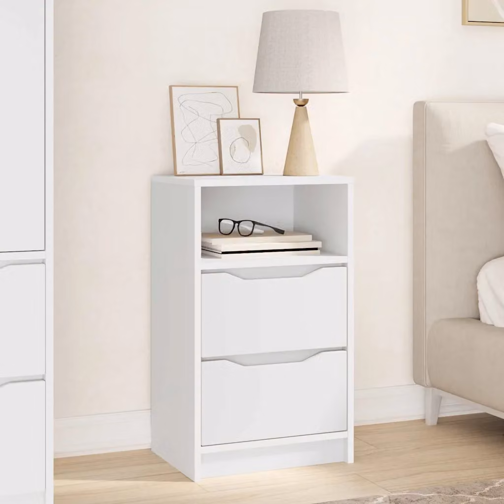 Comodino moderno vidaXL in legno MDF bianco L 40 cm x P 30 cm x H 67 cm