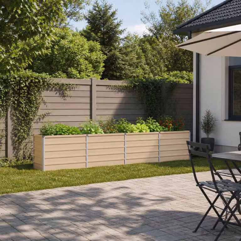 Letto rialzato da giardino vidaXL in metallo beige L: 320 cm, P: 40 cm, H: 55 cm
