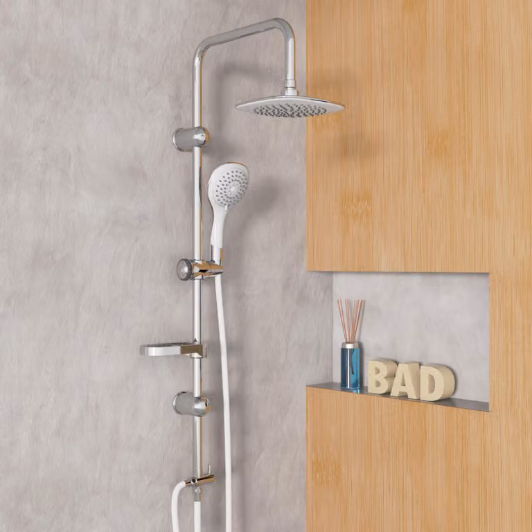 set doccia eisl SHOWER DREAM, doccia a pioggia senza rubinetto, sistema doccia, soffione doccia, doccia cromata/bianca