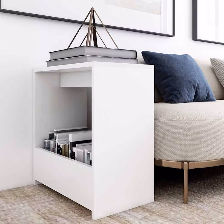 vidaXL Tavolino moderno bianco in legno e MDF L: 50 cm, P: 26 cm, H: 50 cm