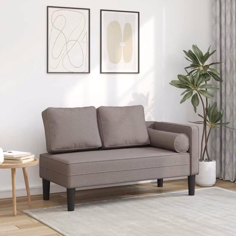 vidaXL Chaise Longue Moderna a Forma di L con Cuscini in Tessuto Grigio e Struttura in Legno Massiccio L: 116,5 cm, P: 62,0 cm, H: 57,5 cm