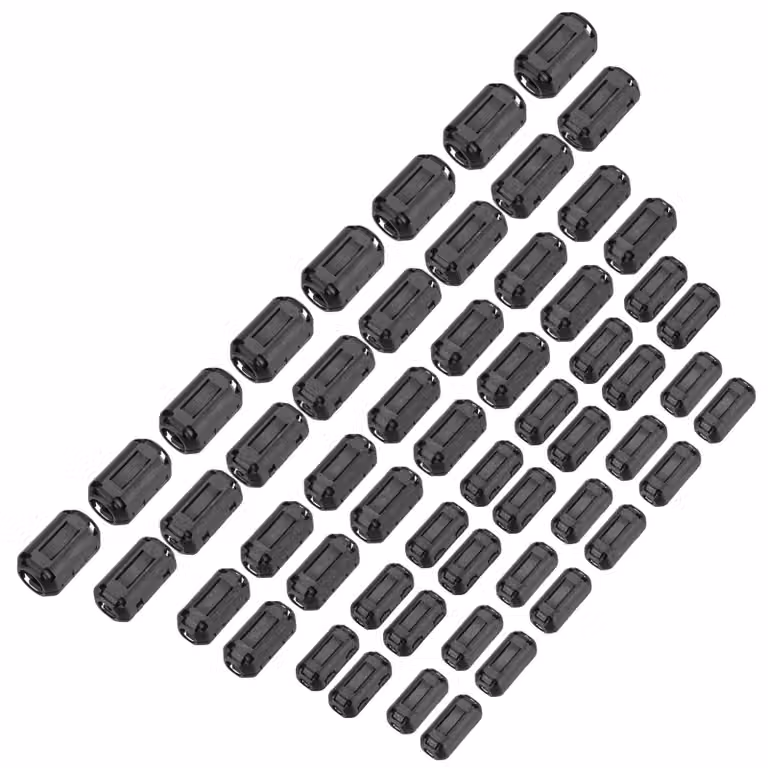 Anello ferromagnetico a clip, 56 pezzi, 5 dimensioni, protezione EMI, colore nero