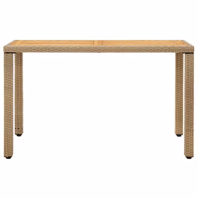 Tavolo Giardino Beige 123x60x74 cm Polyrattan e Massello Acacia 316797