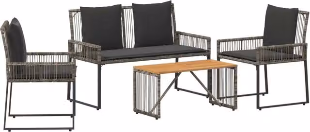 Set di Mobili da Esterno 9 pz | Set Salotto da Giardino Grigio e Grigio Scuro polyrattan
