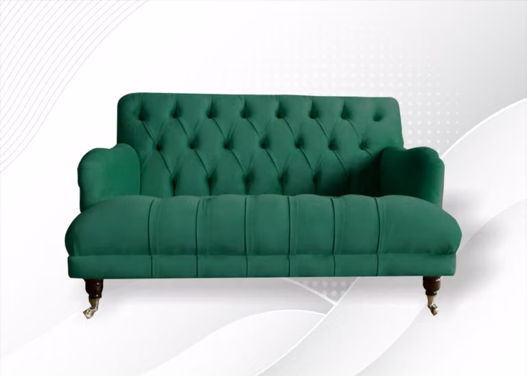 Chesterfield Sessel Couch Polster Sofa Couchen 1,5 Sitzer Einsitzer Grün Textil
