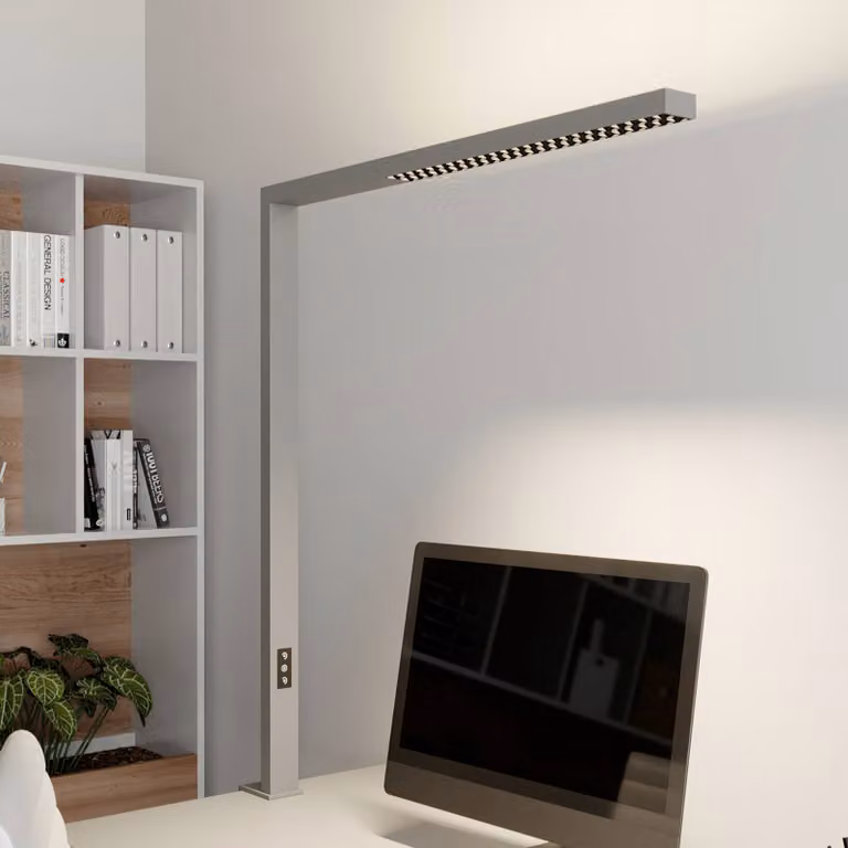 Lampada LED a morsetto per ufficio Jolinda, argento, metallo, dimmerabile Jolinda Arcchio,, Alluminio / Grigio / Zincato, Studio / Ufficio, Alluminio, Moderno