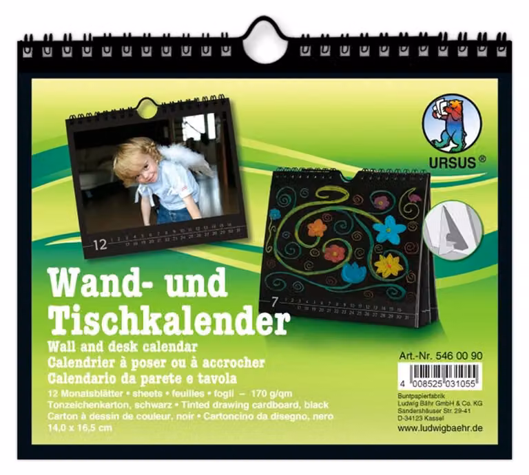 Calendario da parete e da tavolo nero