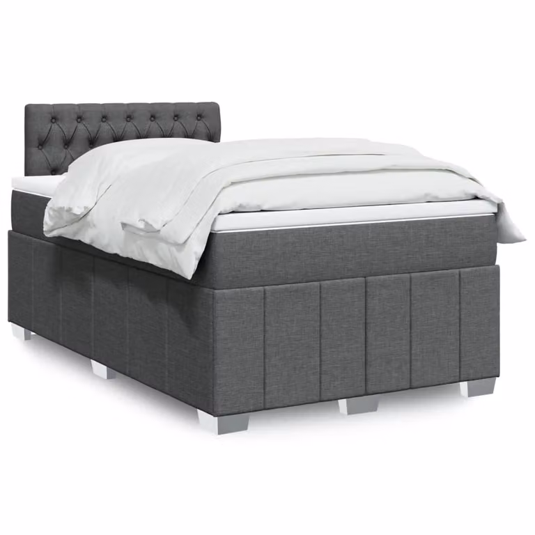 vidaXL Giroletto a Molle con Materasso Ibrido in Tessuto Grigio e Bianco L/P/H: 120 x 200 x 190 cm