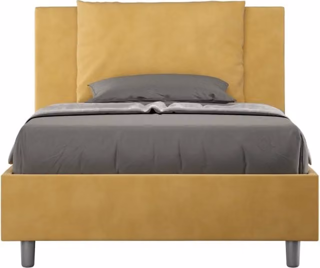 BS COM Letto una piazza e mezza senza rete imbottito 120x190 microfibra ocra