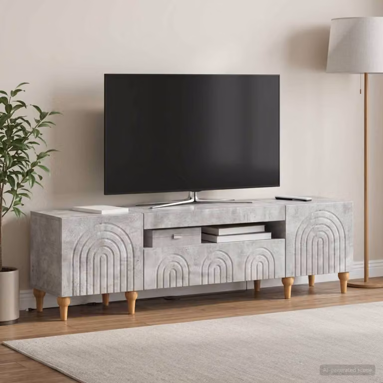 Mobile TV LED vidaXL ALKMAAR Grigio Cemento L: 153 cm, P: 35 cm, H: 43 cm