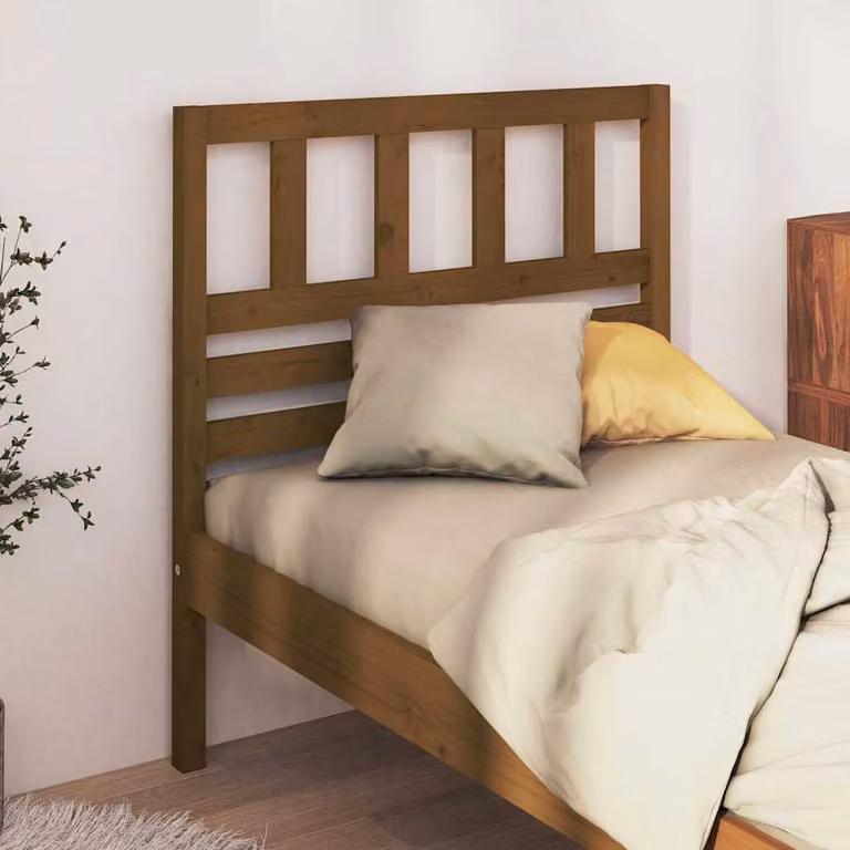Testiera per letto vidaXL in legno di pino massiccio color marrone, stile rustico, L: 100 cm, H: 81 cm, P: 4 cm