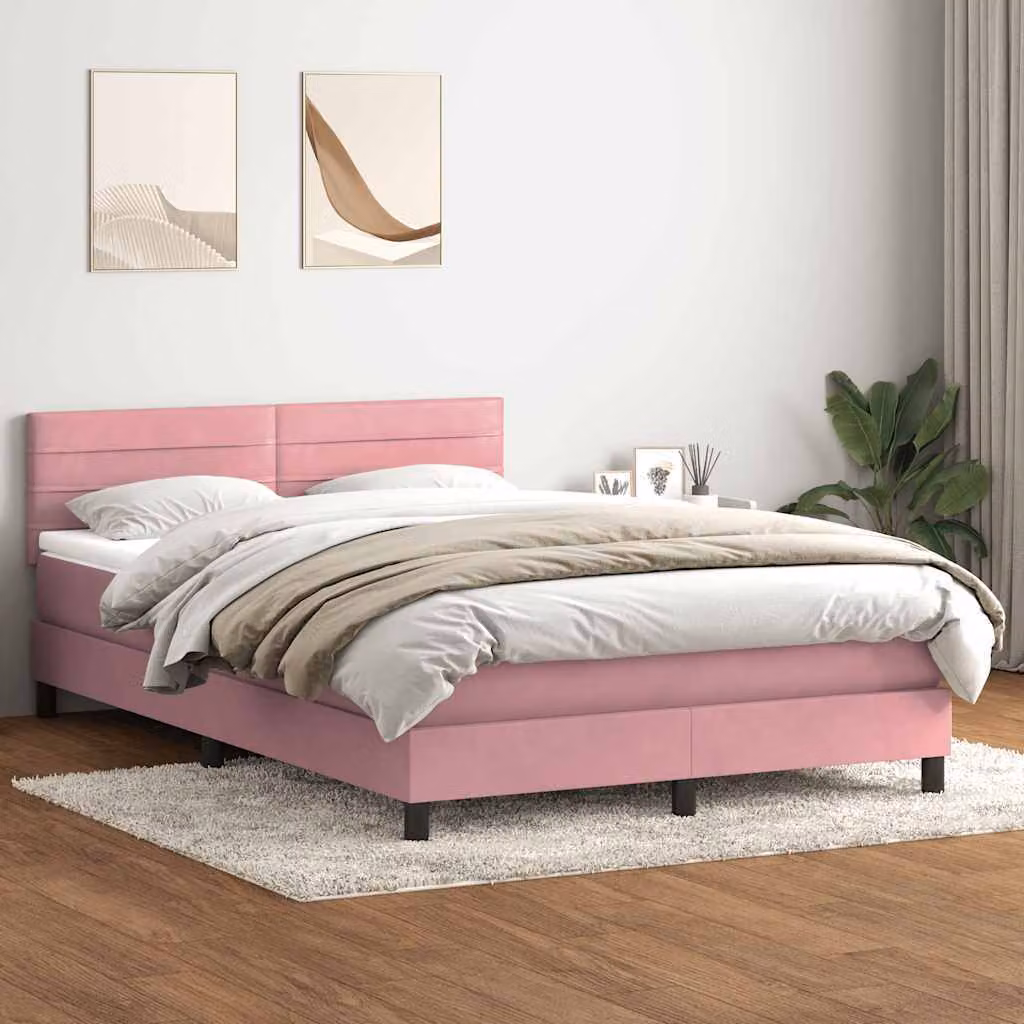 Maison Exclusive - Giroletto a Molle con Materasso Rosa 140x220 cm in Velluto