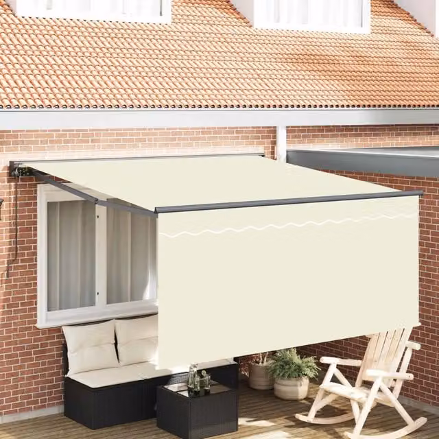 Tenda retrattile-Tenda parasole per balcone Crema 350 x 250 cm Poliestere e Alluminio