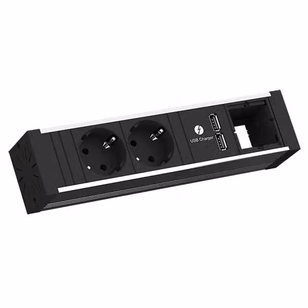 BACHMANN VENID 2x contatto di terra, 1x ABD 1x caricatore USB, nero