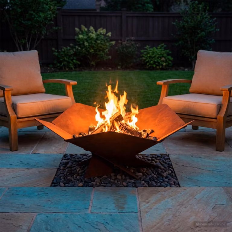 Braciere vidaXL in acciaio Corten color ruggine L: 53 cm, P: 53 cm, H: 18,5 cm